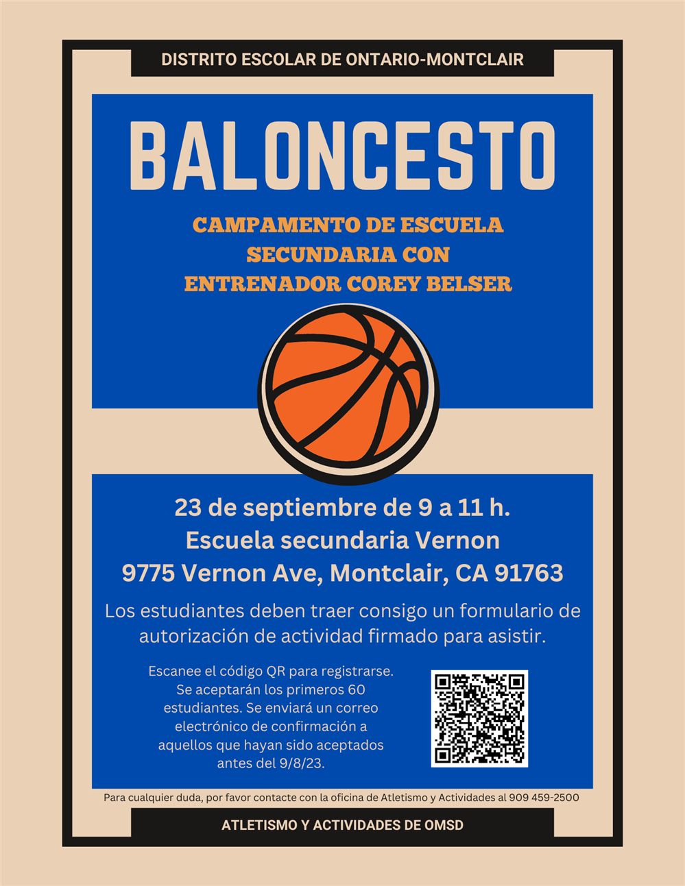 basketball clinic on September 23 Spanish